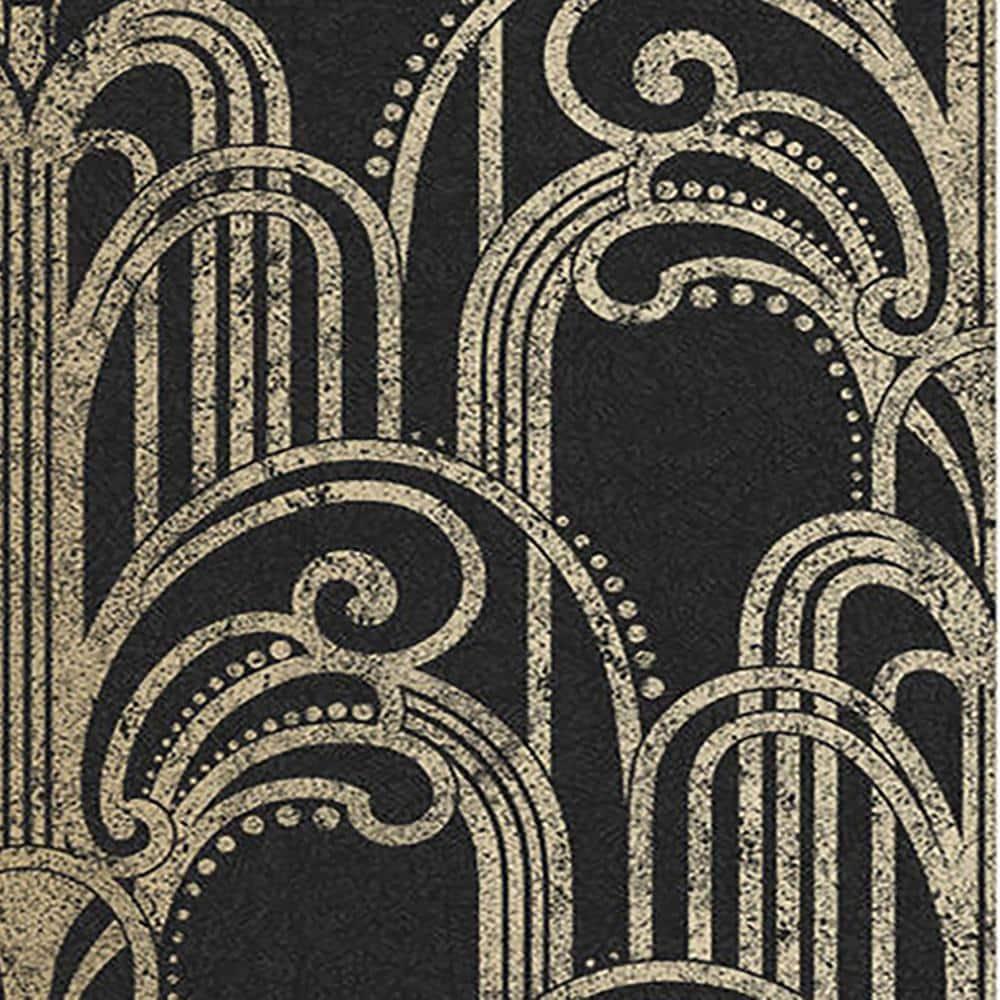 Art Deco Black and Gold Geometric Paste the Wall Wallpaper