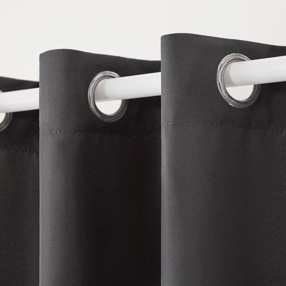 TOWN & COUNTRY BASICS Cabana Solid Heavyweight Indoor Outdoor Curtains, Light Filtering Opacity with Grommet Top, Water Repellent, 2-Pack Set, 54"x108", Charcoal