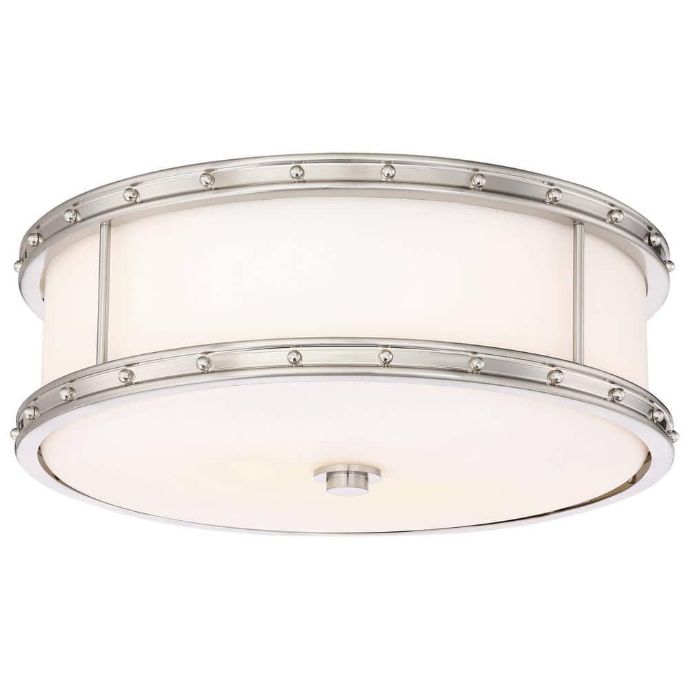 Minka Lavery Modern Ceiling Light Flush Mount Fixture 15 1/2" Brushed Nickel Dimmable LED Etched Opal Glass Shade for Bedroom Home