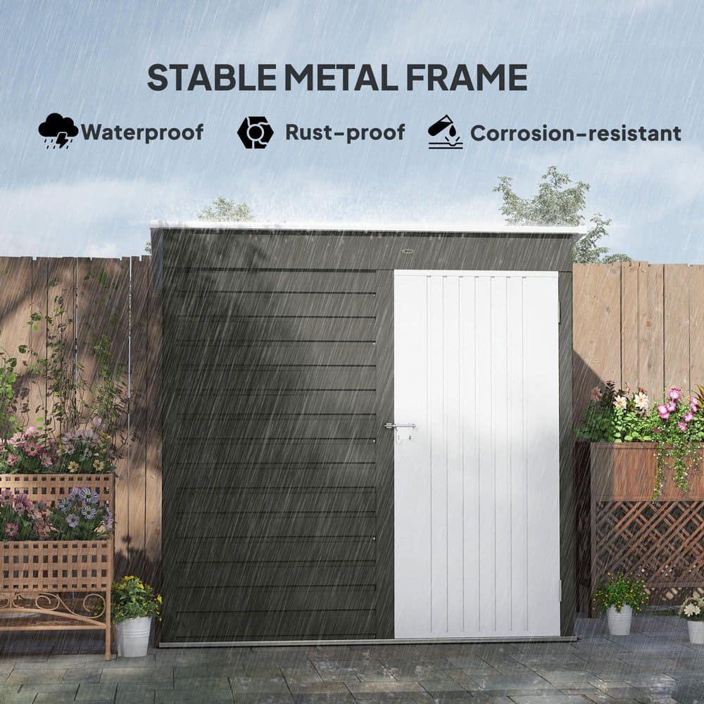 Outsunny 6' x 4' Outdoor Storage Shed, Metal Garden Shed with Lockable Door and Gloves, Tool Shed for Backyard Garden Patio Lawn | Wayfair