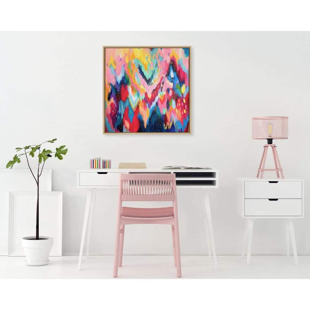 30" x 30" Sylvie EV Brushstroke 100 Framed Canvas Gold - Kate & Laurel All Things Decor: Modern Wall Canvases for Living Room