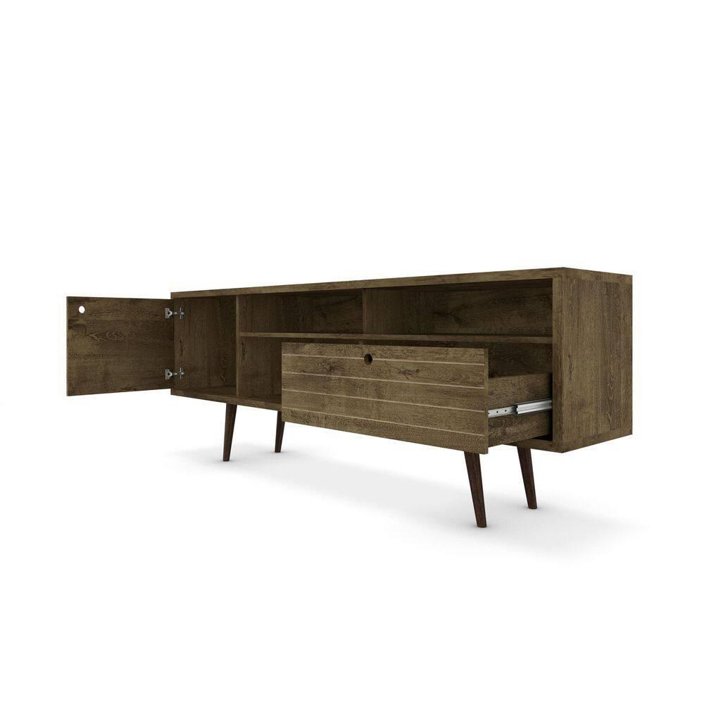 Manhattan Comfort Liberty 70.86 Inch Mid Century Modern Wood TV Stand with Legs