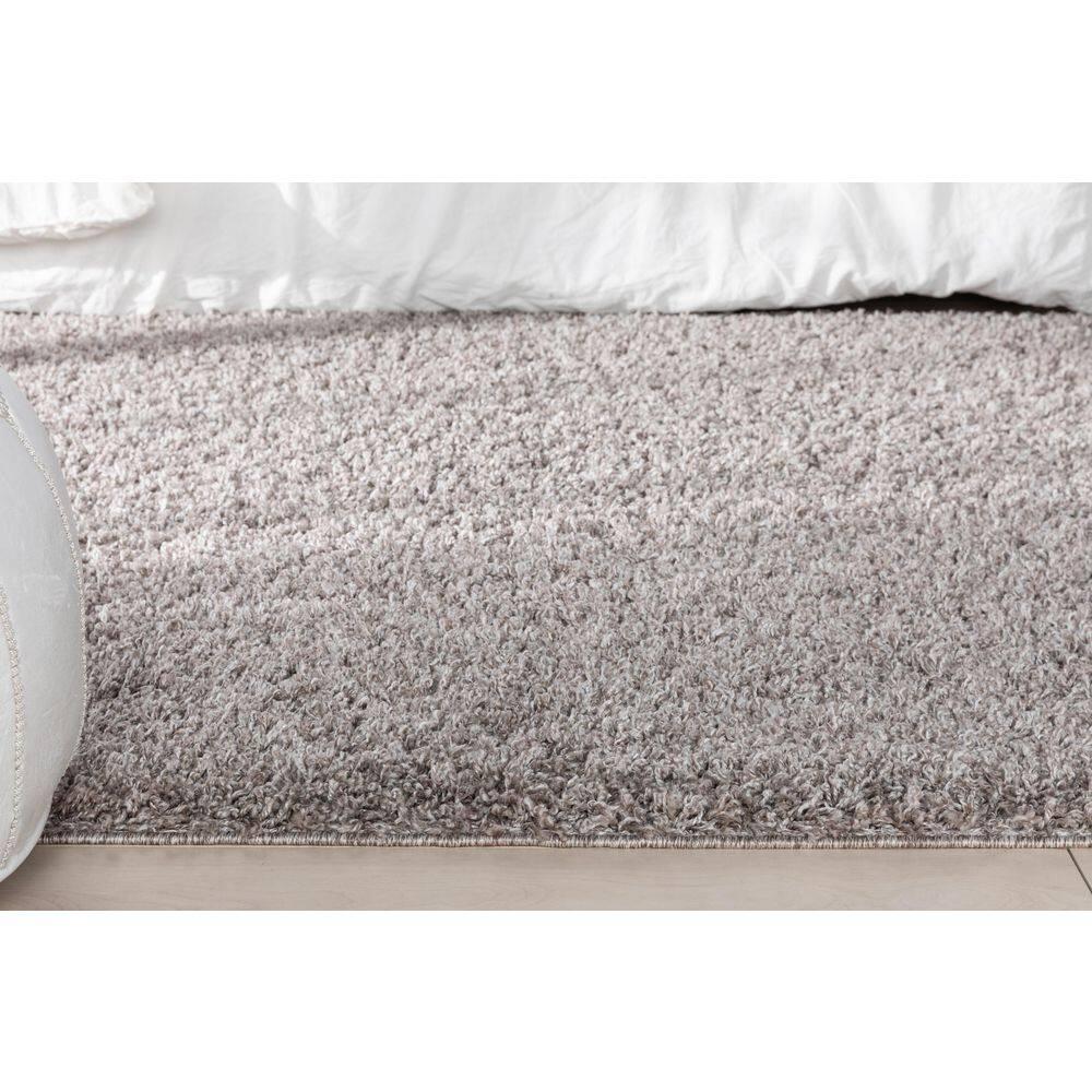 Well Woven Emerson Modern Solid Beige/Grey Textured Shag Rug
