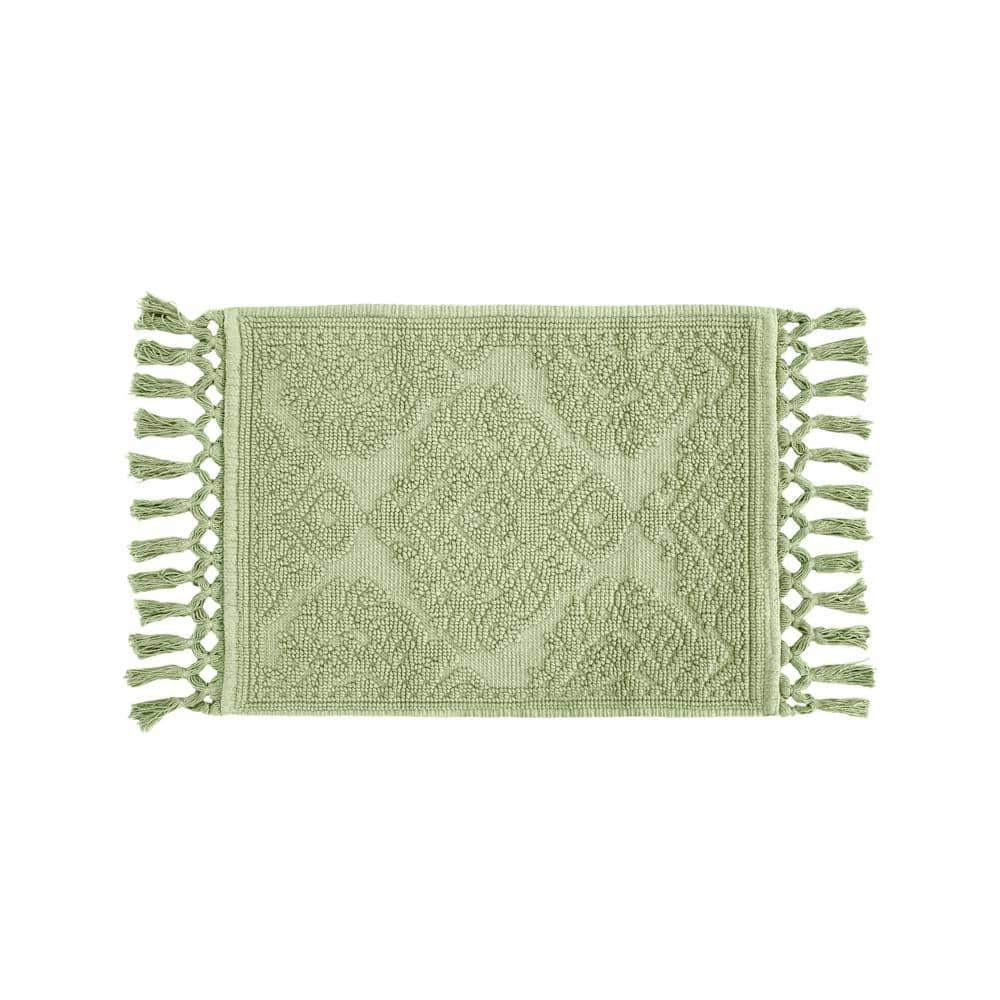 Jean Pierre Ricardo Cotton Fringe 21 x 34 in. Bath Rug, Sage Green
