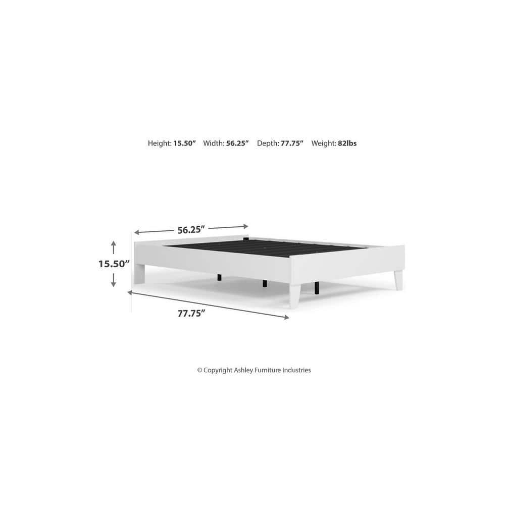 Full Piperton Platform Bed White - Signature Design by Ashley: Modern Style, No Box Spring Needed