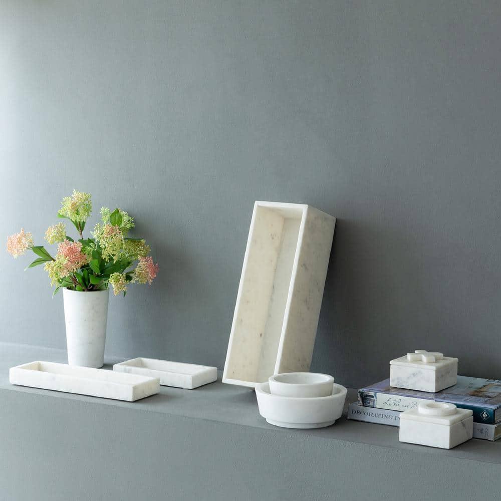 A&B Home  Rectangular Marble Tray - White.
