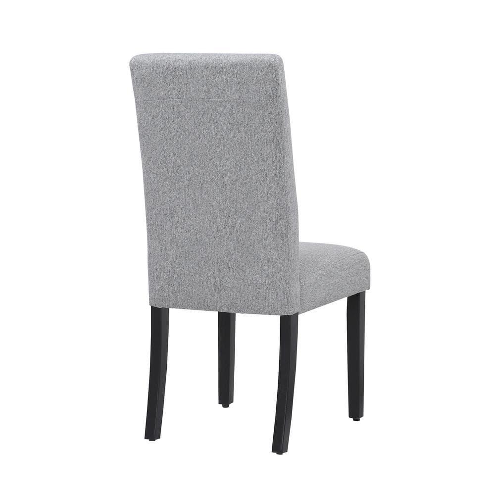 High Gray Upholstered Parsons Side Chair with Linen and Wood