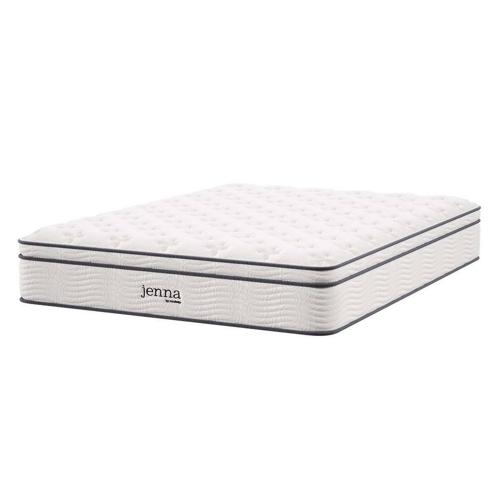 Modway Jenna 12" Innerspring and Foam California King Mattress in White