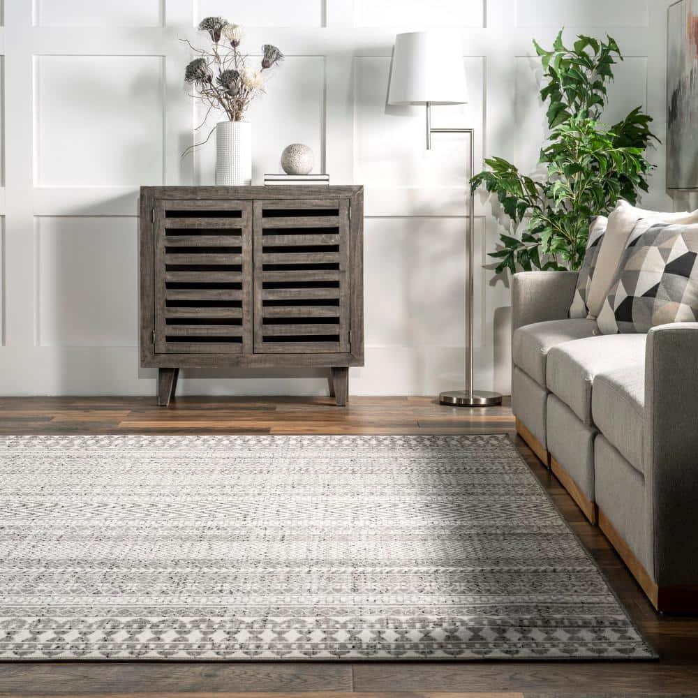 Nuloom Catherina Trellis 12x15 Indoor Area Rug for Living Room Bedroom Dining Room Kitchen, Grey/Ivory