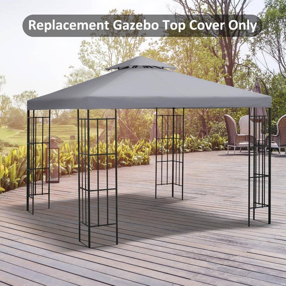 Outsunny Gazebo Replacement Canopy for Model 01 -0153, 2-Tier Top Cover for 9.84' x 9.84' Outdoor Gazebo, Gray (TOP ONLY)
