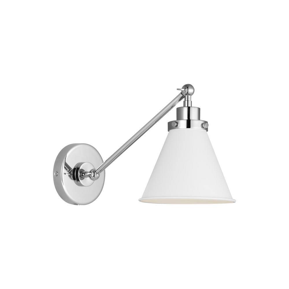 Wellfleet 8.75" Matte White & Polished Nickel Industrial Sconce