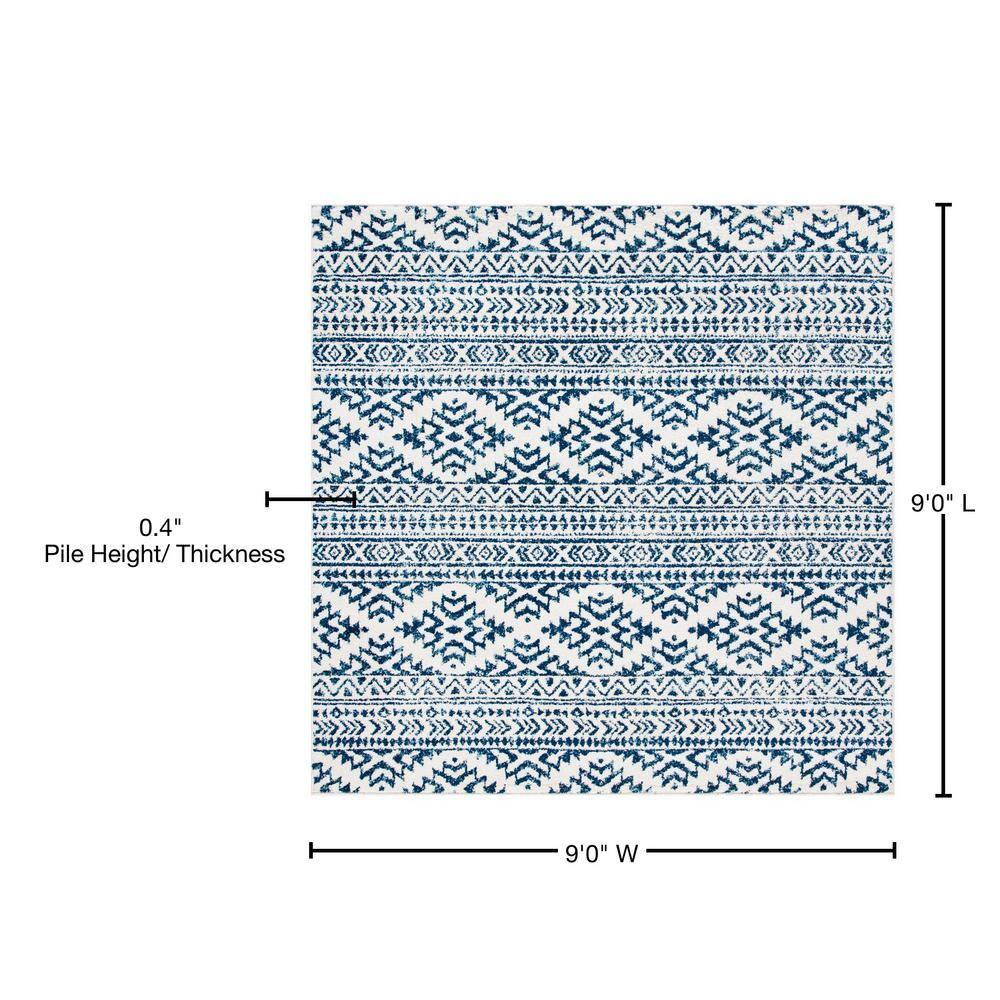 Tulum TUL272 Power Loomed Area Rug - Ivory/Navy - 9'x9' - Safavieh.