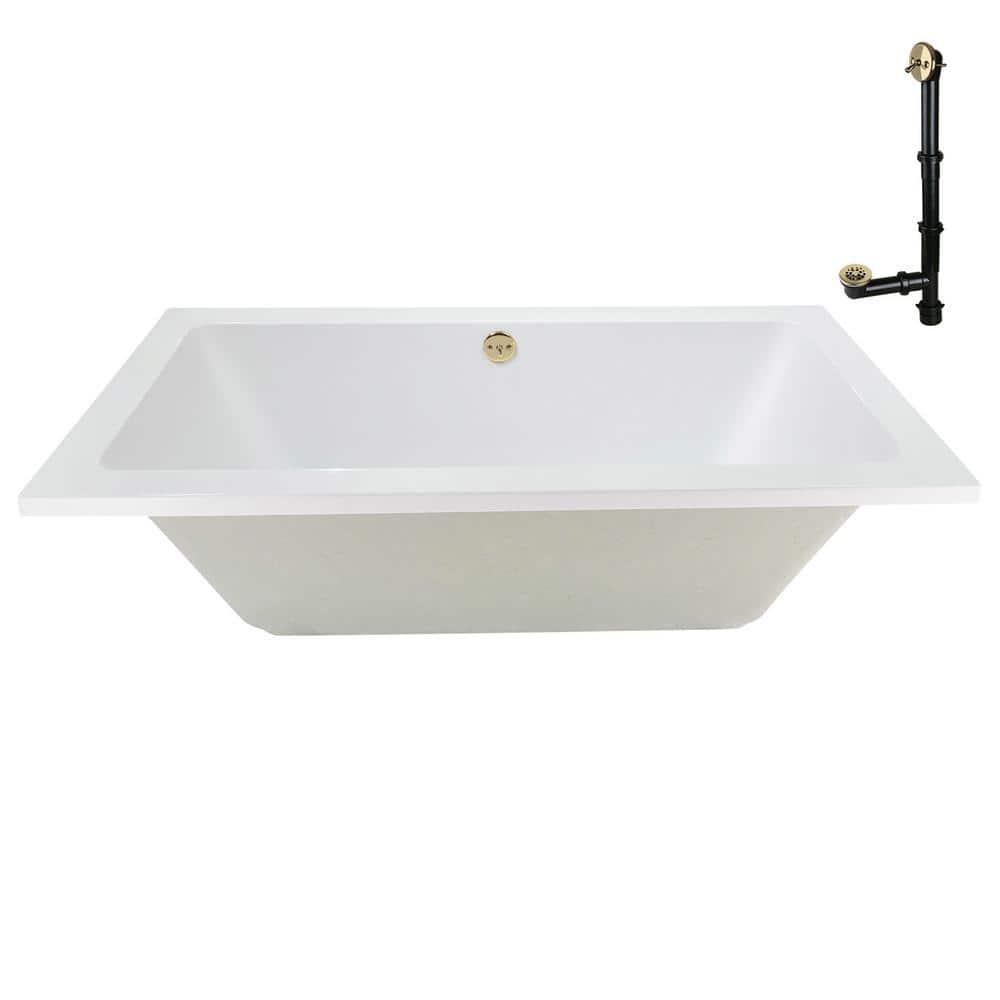 Streamline Bath 60" x 32" Acrylic Soaking Drop-In Bathtub, Drain Included N-4120-712-PBR