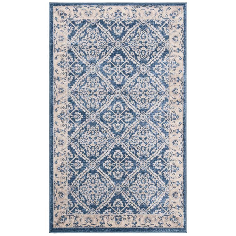 SAFAVIEH Brentwood Brandy Floral Geometric Area Rug, 3' x 5', Navy/Cream