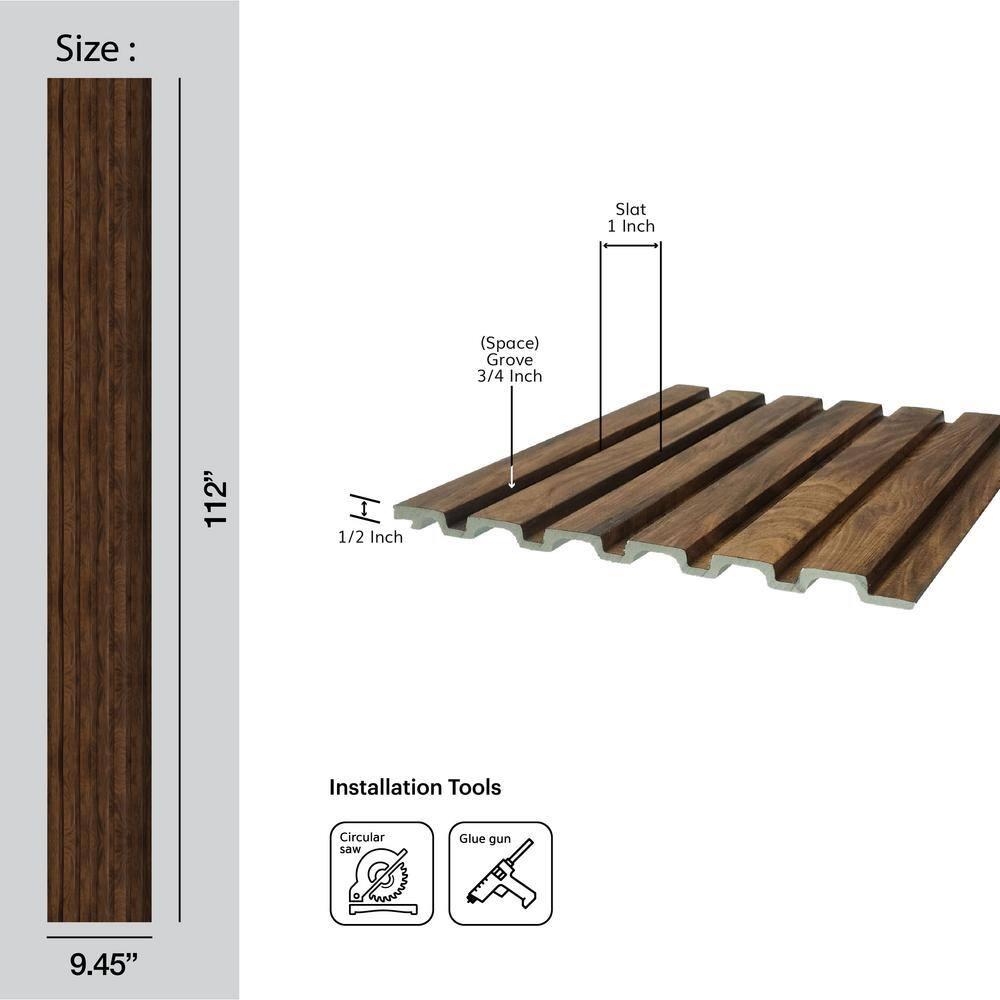 Large Slats 112" L x 9.5" W x 0.5" D Polystyrene Glue-up Wood Slat Walls 147 sq.ft.