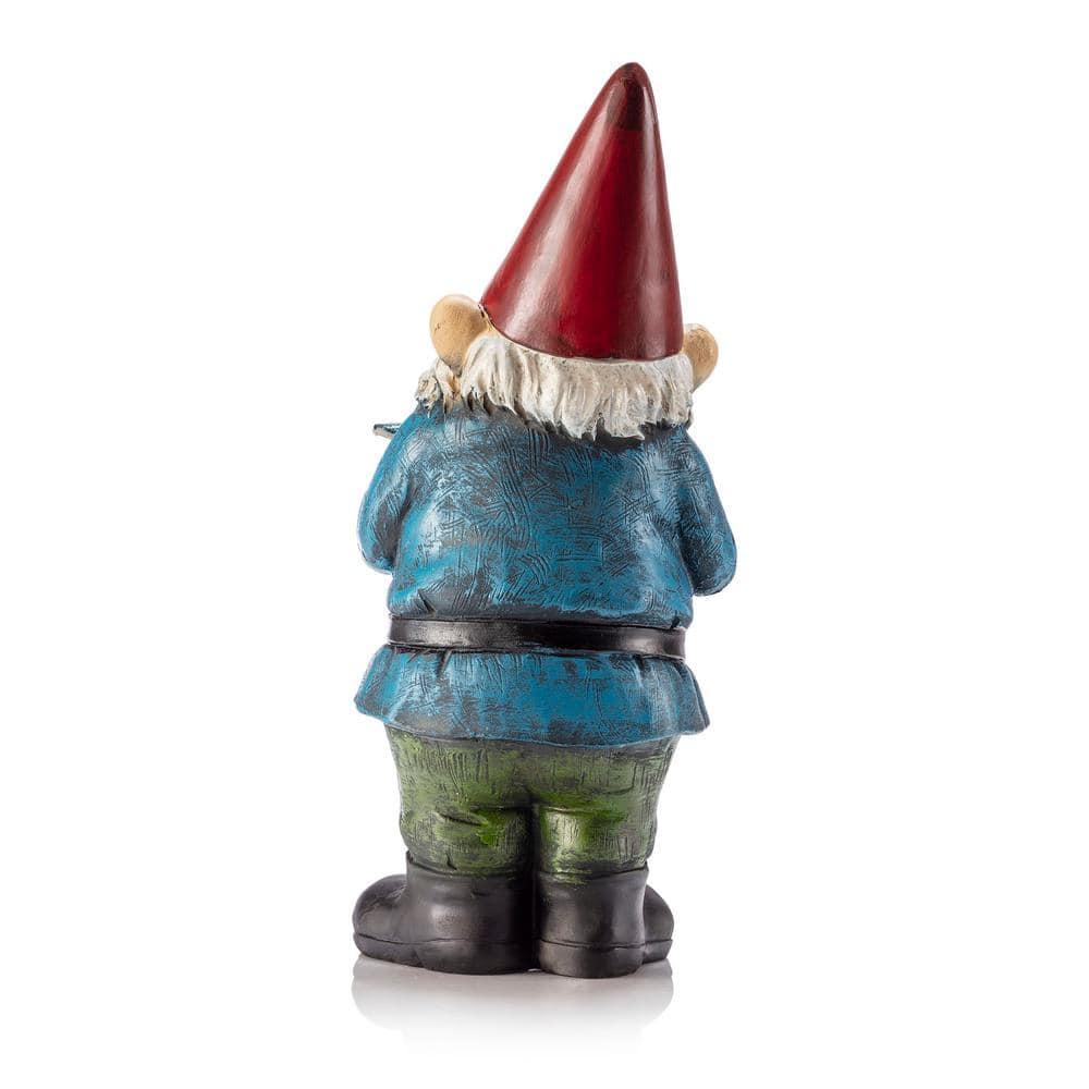 Alpine Corporation 12" Tall Outdoor Garden Gnome with Bird Yard Statue Decoration, Multicolor