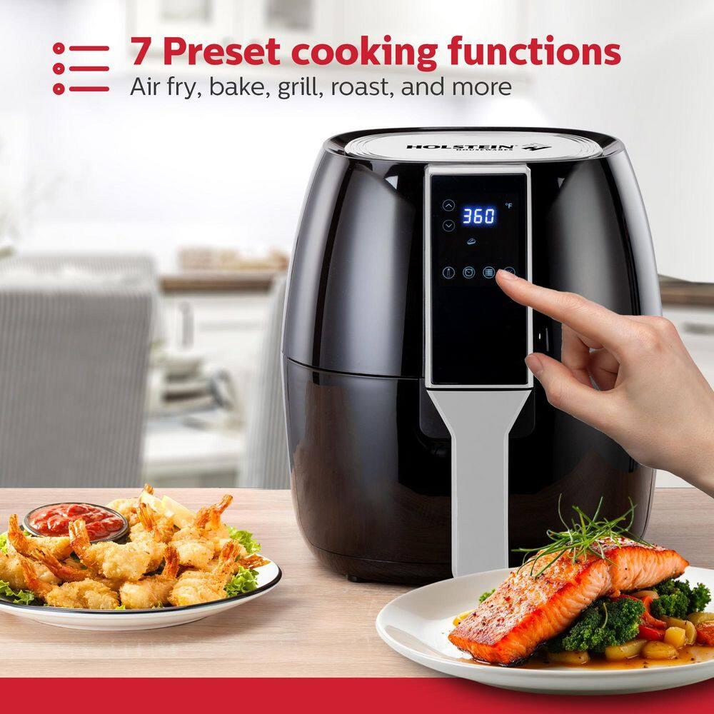 Holstein Housewares - 3.7QT Digital Air Fryer, Black - Convenient and User Friendly with Optimal Control Panel and Seven Cooking Presets