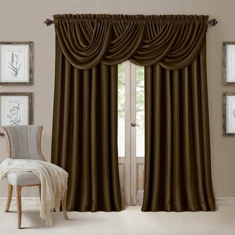All Seasons Single Waterfall Window Valance - 52" x 36" - Chocolate - Elrene Home Fashions