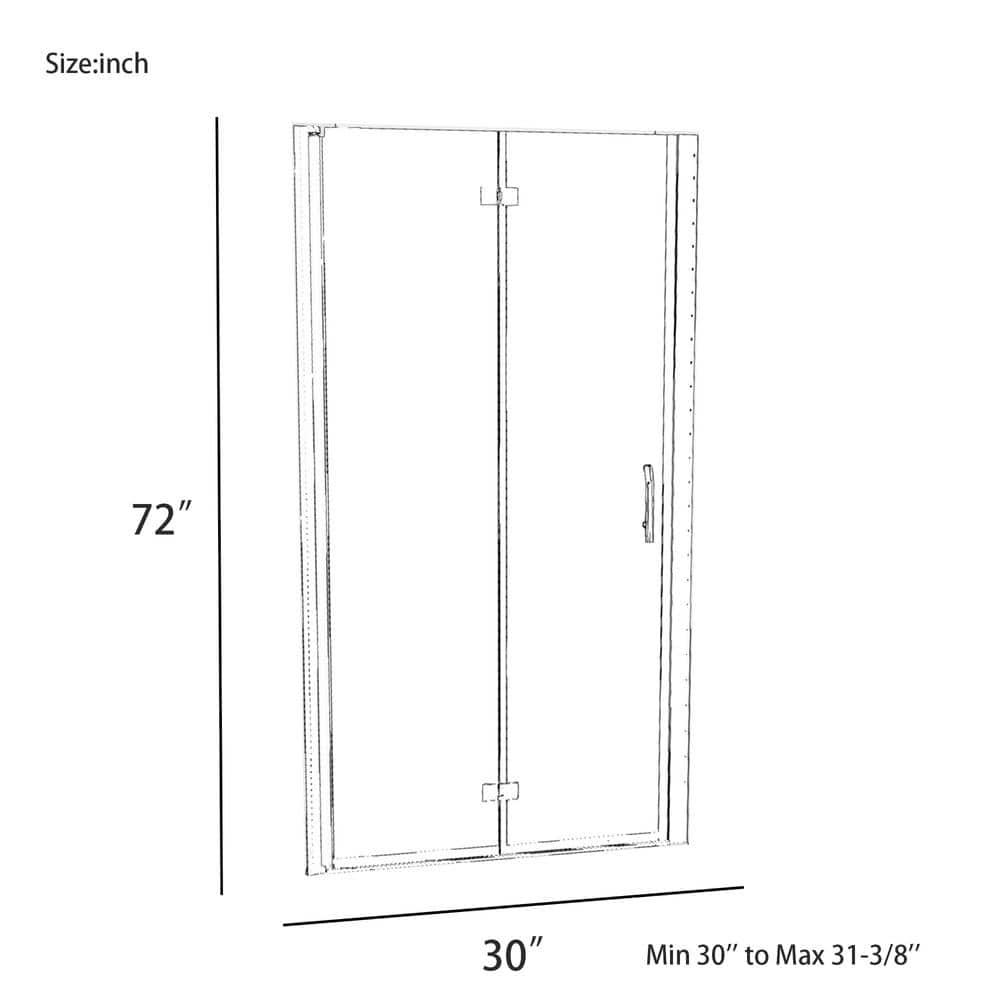 Sarlai 30 - 31 3/8" W x 72" H BiFold Frameless Glass Shower Door with Clear Tempered Glass S-SD3072BF-CH