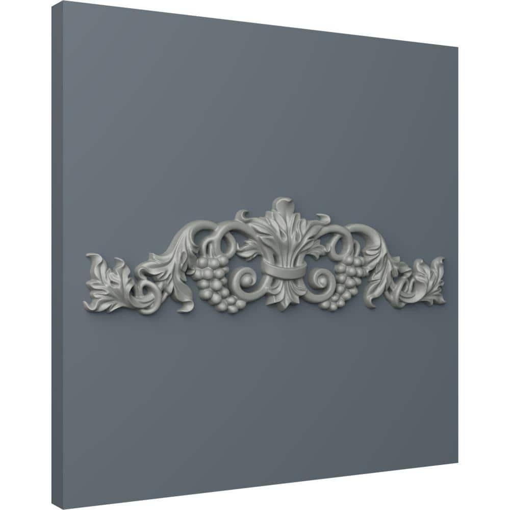 Ekena Millwork 19 1/4"W x 5 3/8"H x 7/8"P Small Grape and Leaf Center with Scrolls Onlay