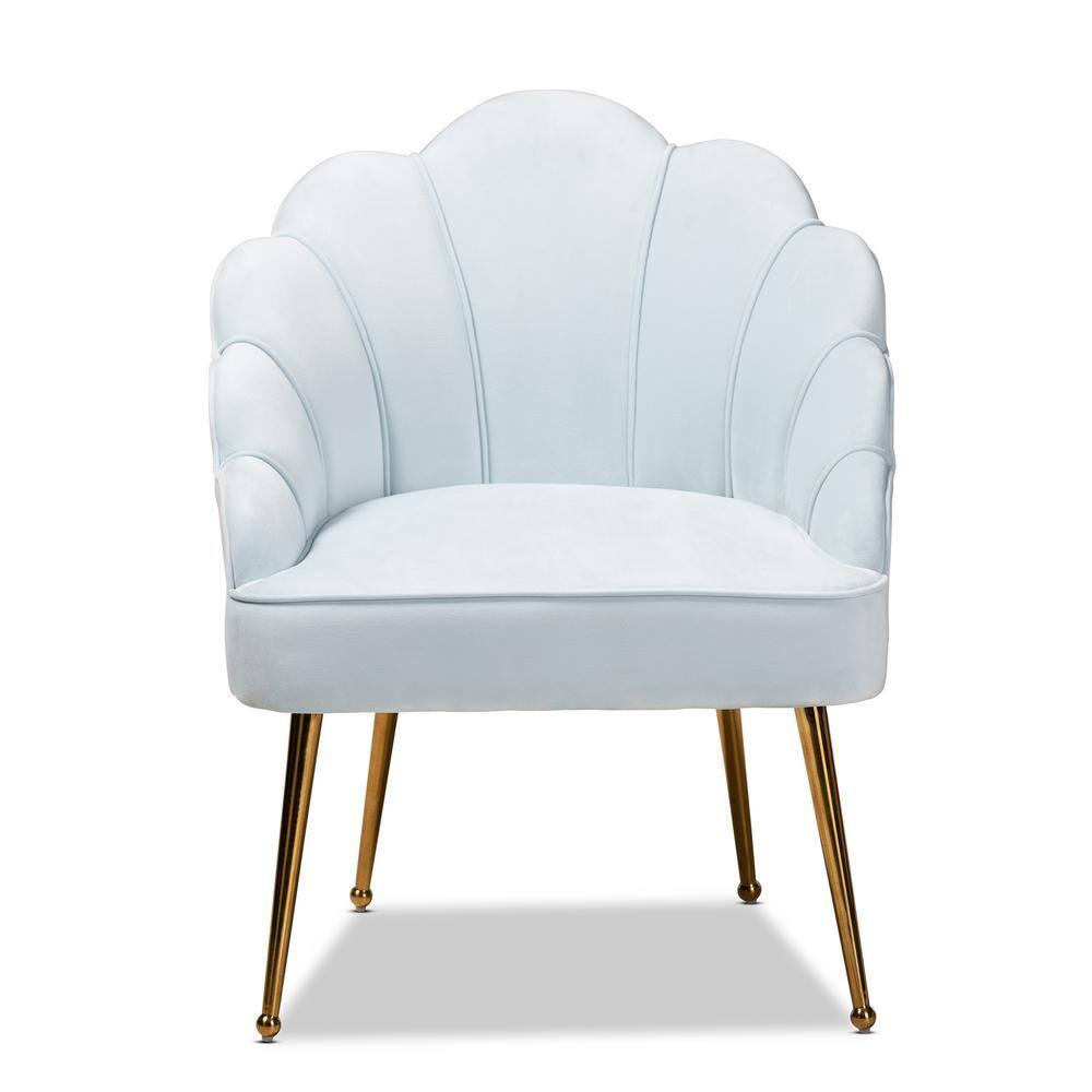 Cinzia Velvet Upholstered Seashell Shaped Accent Chair - Baxton Studio