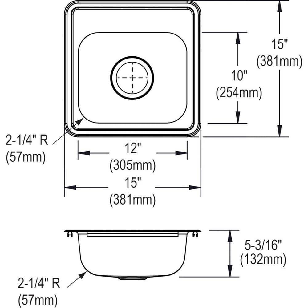 Elkay D115162 Dayton 15" L x 15" W Drop-In Bar Sink