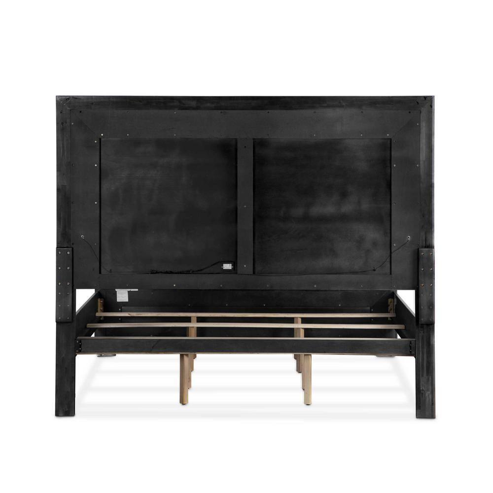Furniture of America Loomier LED Headboard Solid Wood Eastern King Bed in Black