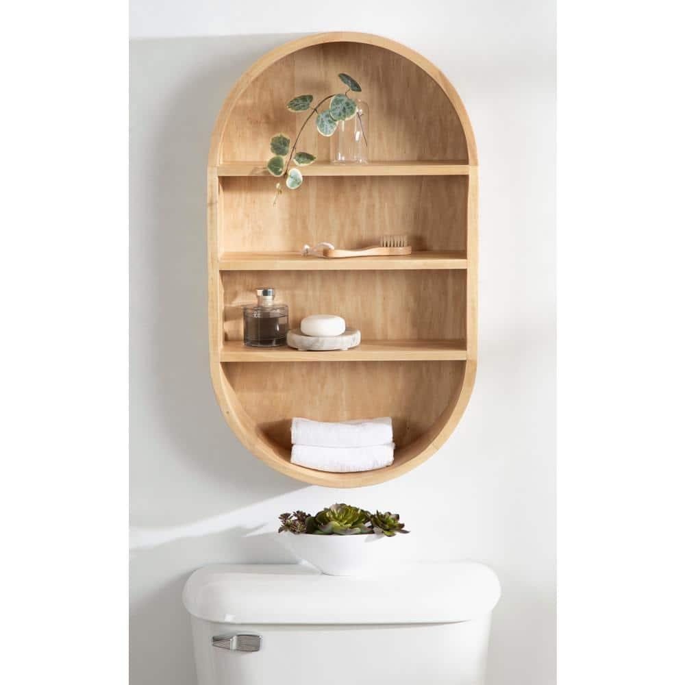 Minx Oval Solid Mango Wood Accent Wall Shelf