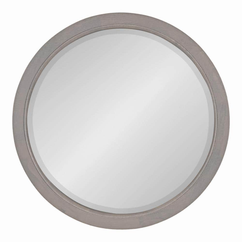 18" x 18" Hogan Round Framed Decorative Wall Mirror Gray - Kate & Laurel All Things Decor