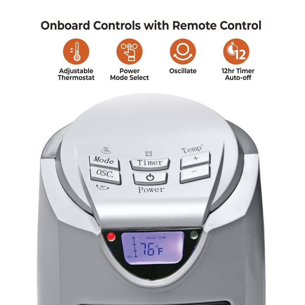 Comfort Zone Portable 1500W Ceramic Oscillating Digital Tower Space Heater