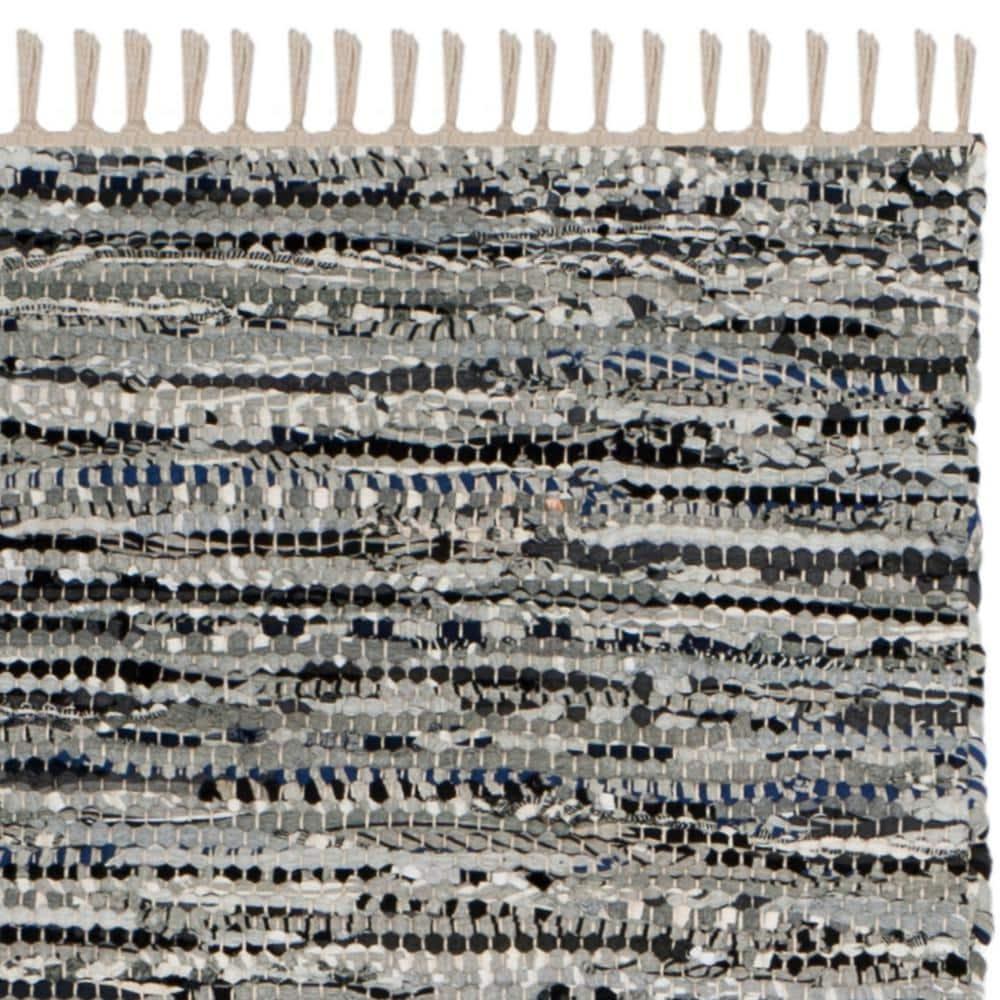 Rag Rug RAR128 Hand Woven Indoor Runner Rug - Grey - 2'3"x7' - Safavieh.