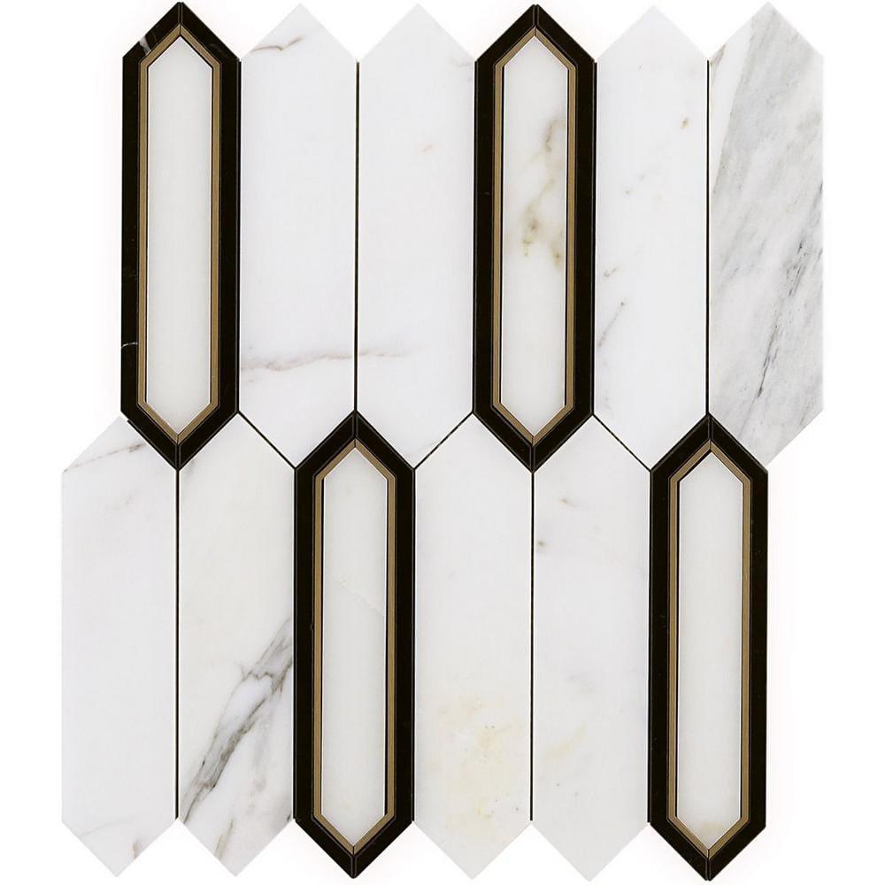 Bond Tile Zip 11.65'' W x 13.62'' L Marble and Brass Mosaic Tile (1.1 Sq. Ft. / Sheet)