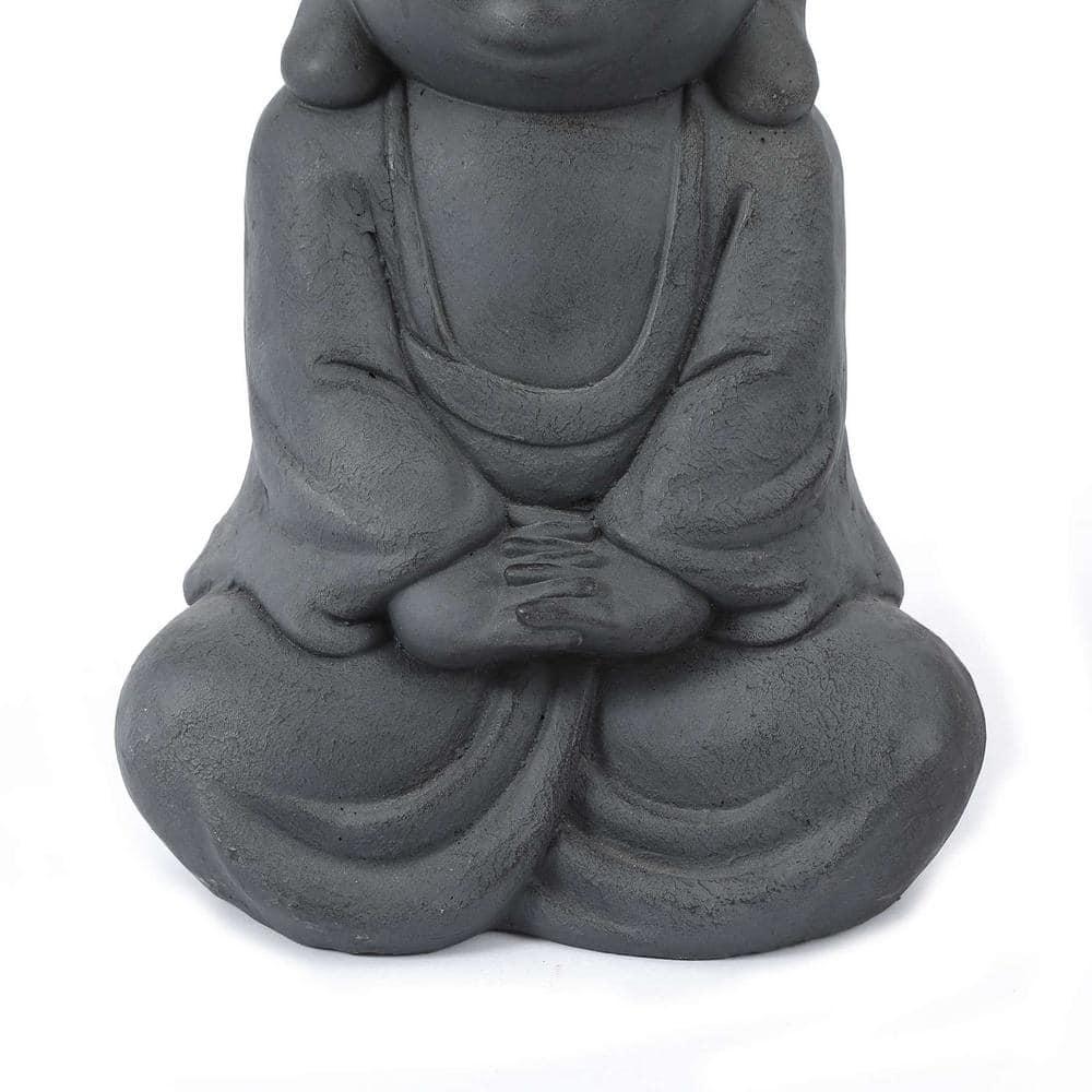 LuxenHome 16.3" LuxenHome Gray MgO Meditating Buddha Garden Statue