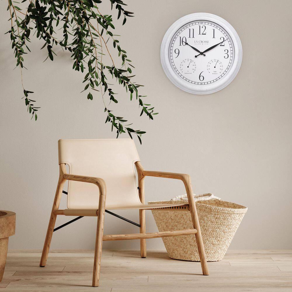 La Crosse Technology La Crosse 15 In. Outdoor Payton Quartz Wall Clock with T/H