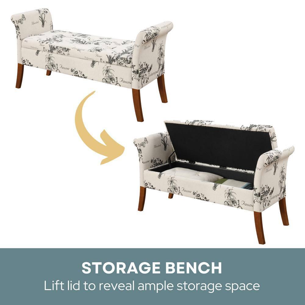 Convenience Concepts Designs4Comfort Garbo Storage Bench, Botanical Print Canvas