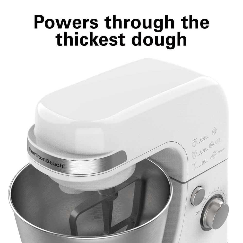 Hamilton Beach® 7-Speed 4-Quart Electric Stand Mixer with Splash Guard, Dough Hook, Flat Beater, and Whisk Attachments