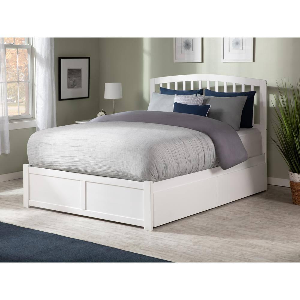 Richmond Platform Bed with Flat Panel Foot Board and 2 Urban Bed Drawers in, Multiple Colors and Sizes