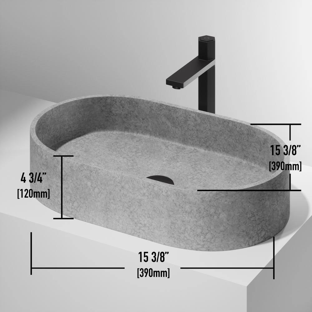 Sagrada Gothic 24" L x 14" W x 5" H Gray Handmade Oval Vessel Bathroom Sink