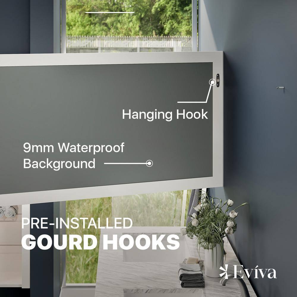 Eviva Aberdeen 60" White Framed Bathroom Wall Mirror