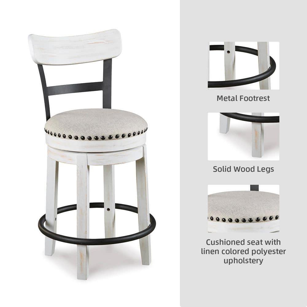 Signature Design by Ashley Valebeck Upholstered Swivel Counter Height Barstool White: Kitchen & Dining Furniture, Curved Back