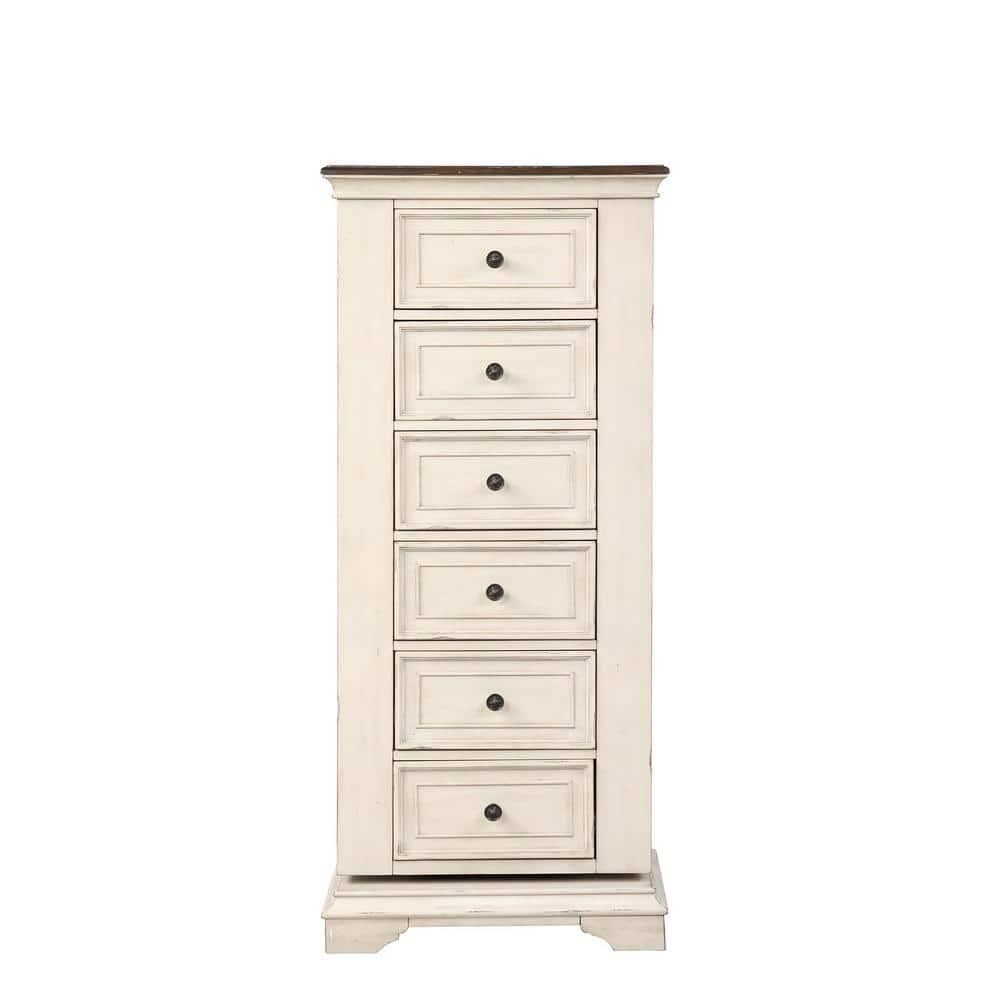 New Classic Furniture Anastasia 6-Drawer Wood Chest with Mirror, White