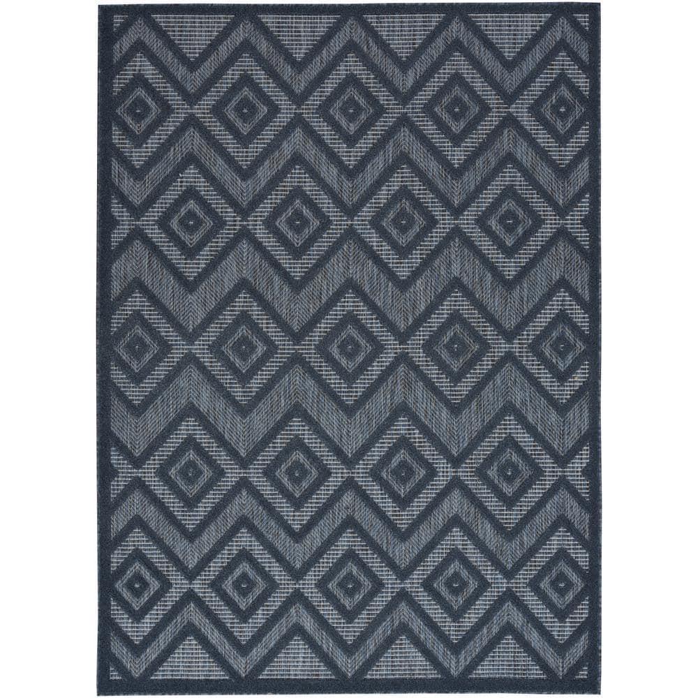 Foundry Select Versatile Diamond Navy Blue Indoor/Outdoor Area Rug