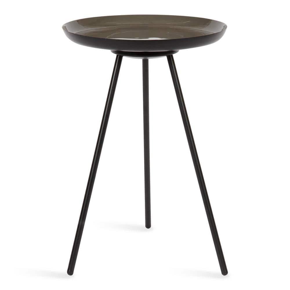 Kate and Laurel Laranya Round Metal Side Table, 15x15x22.5, Brown and Black