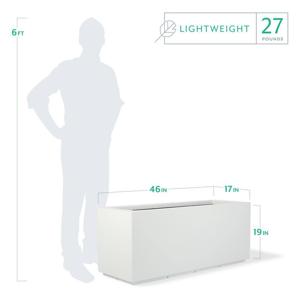 PolyStone Planters Rectangle 17-in W Extra Large White Mixed/Composite Contemporary/Modern Outdoor Planter With Drainage Holes