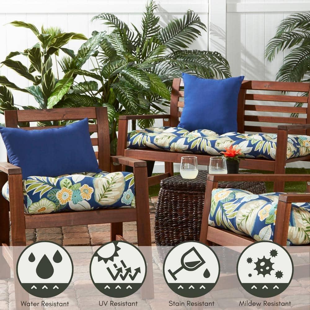 Marlow Blue Floral 20 in. Square Outdoor Tufted Seat Cushion (set of 2) by Greendale Home Fashions