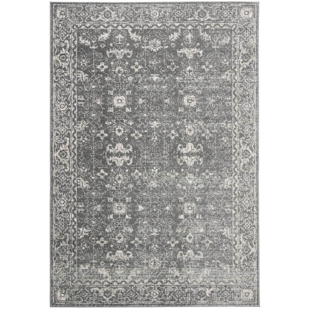 Evoke EVK270 Power Loomed Area Rug Grey / Ivory 5'-3" X 7'-6" - Safavieh.