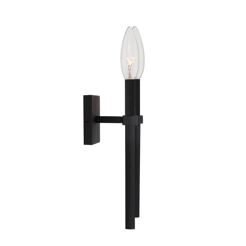 2 Light Black  Wall Mount - 13.75W x 18.37H x 7.125D