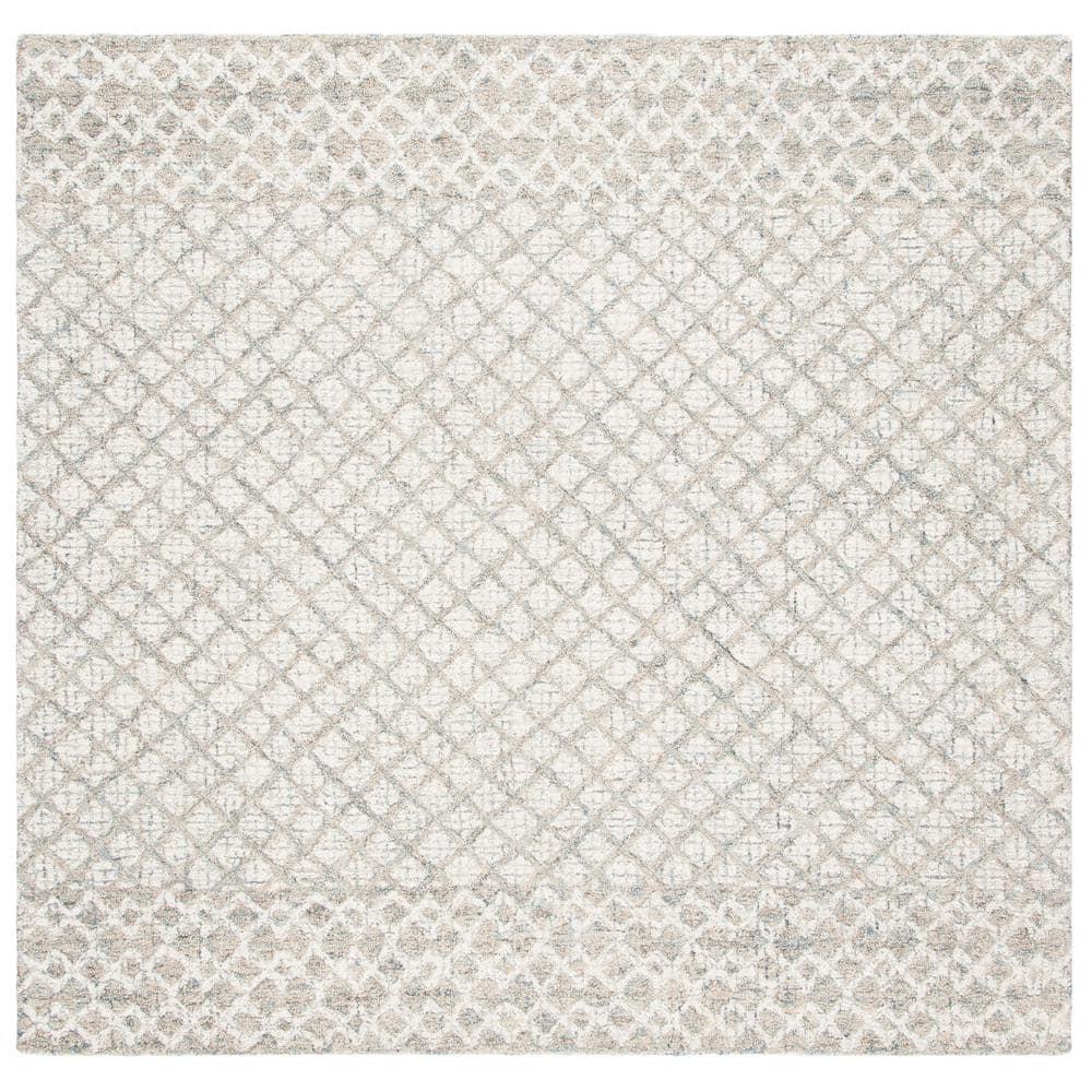 SAFAVIEH Abstract Ryder Abstract Wool Area Rug, Ivory/Grey, 8' x 8' Square