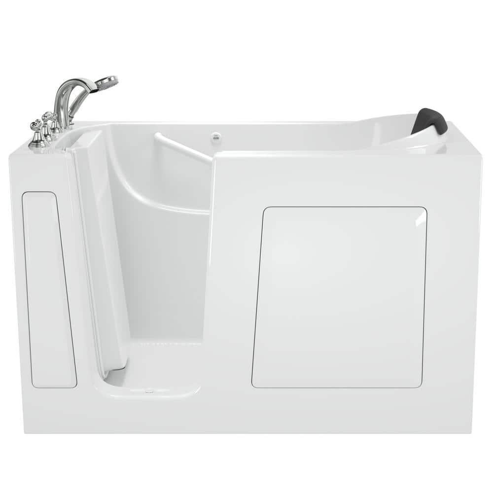 American Standard 59.5'' x 29.75'' Walk-in Soaking Fiberglass Bathtub with Faucet 3060.109.SLW