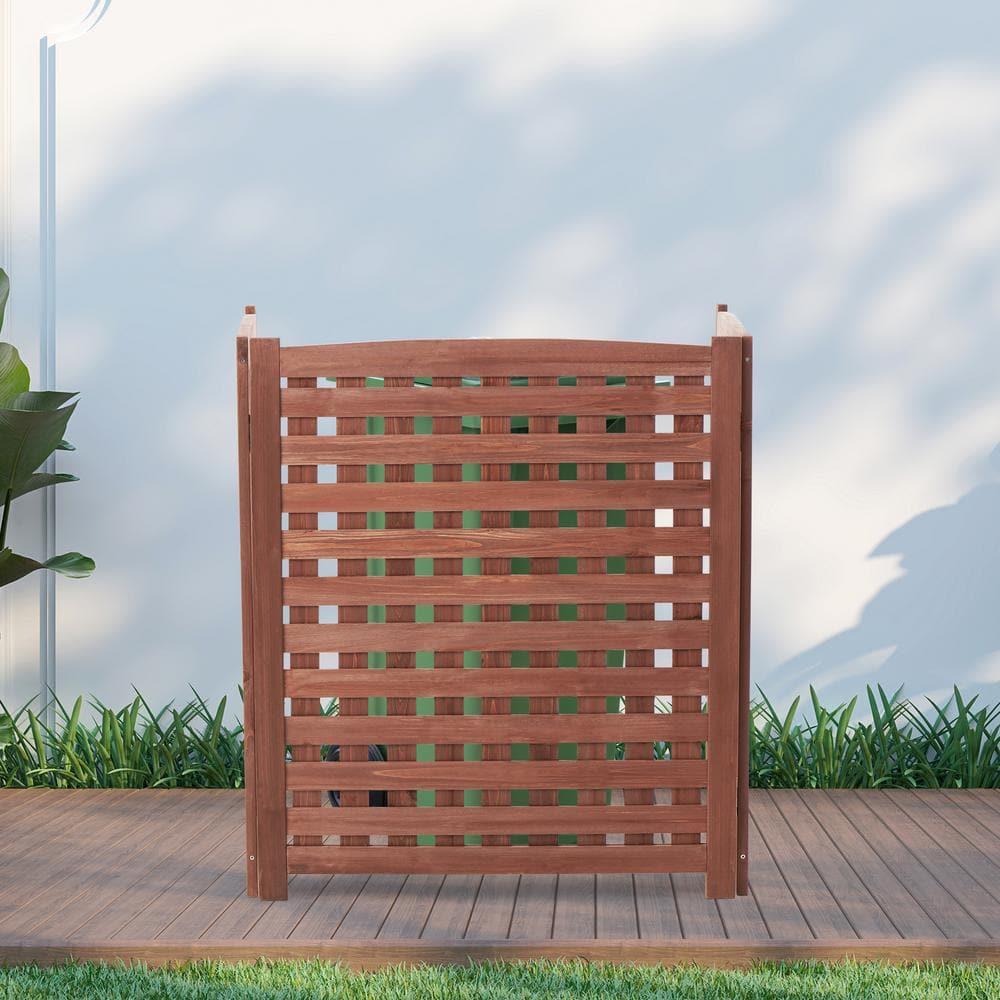 3-Panel Outdoor Air Conditioner Fence Screen, Outside Wood Privacy Fence, 32" W x 38" H